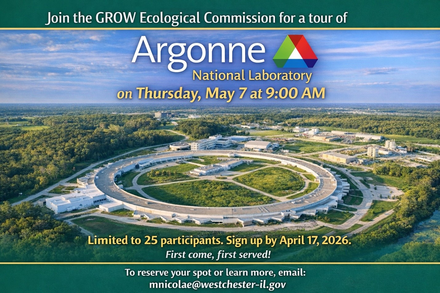 GROW Ecological Commission Announces Argonne National Laboratory Tour
