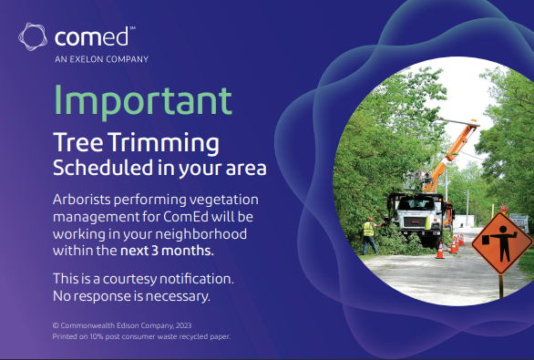ComEd Announces Tree Trimming Operations in Westchester Area